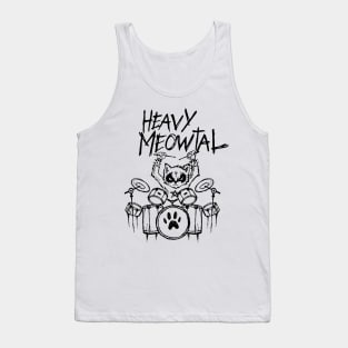 Heavy Metal Headbanger Gift Drummer Cat Playing Drum Meowtal Tank Top